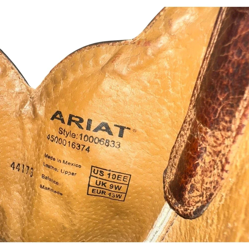 Ariat Nitro Western Boots Mens 10 EE White Pink Square Toe Cowboy ATS 10006833